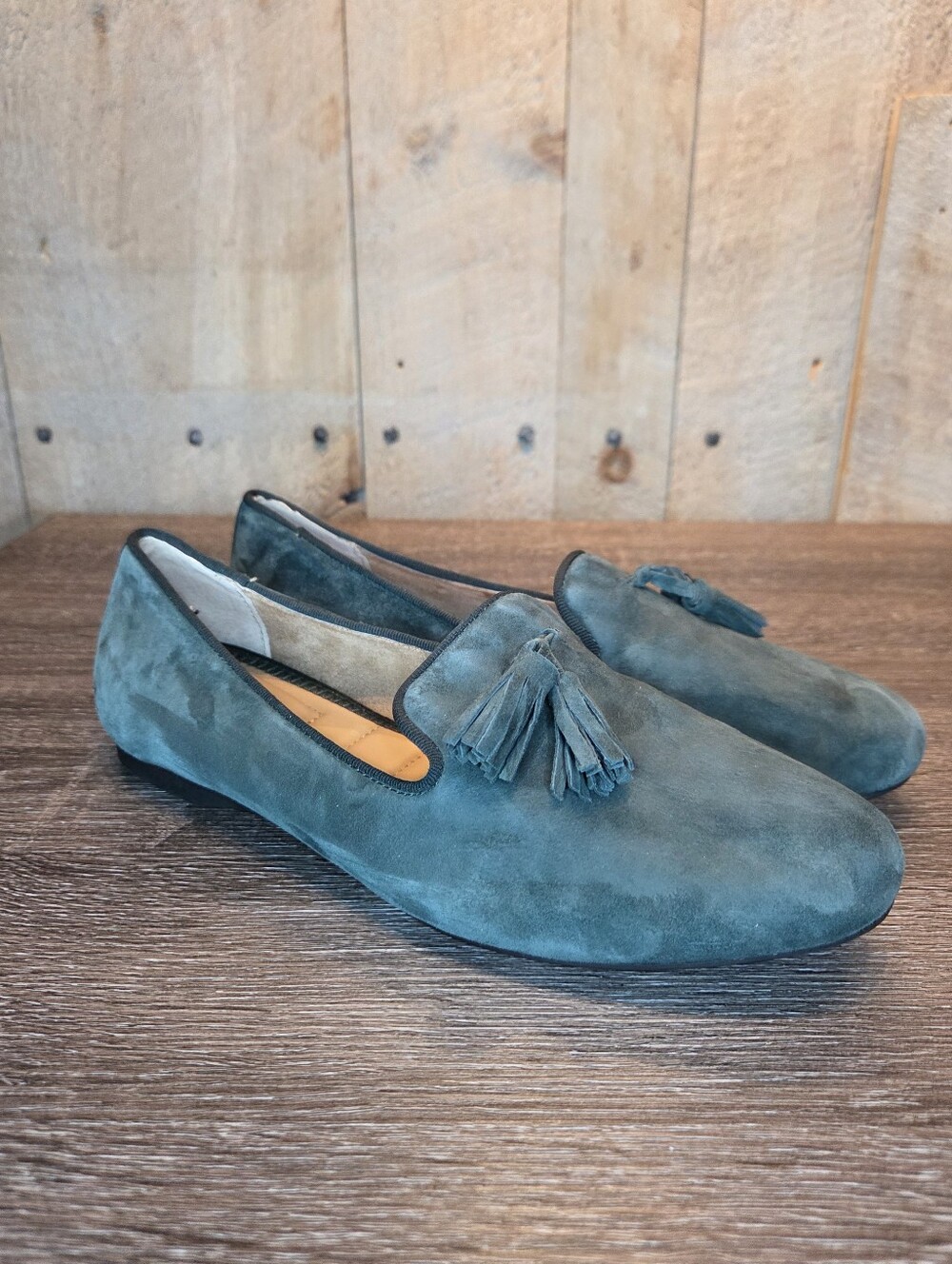 Kelly & Katie Green Suede Mocassin Slip On Flats Office Casual Classic Size 8.5